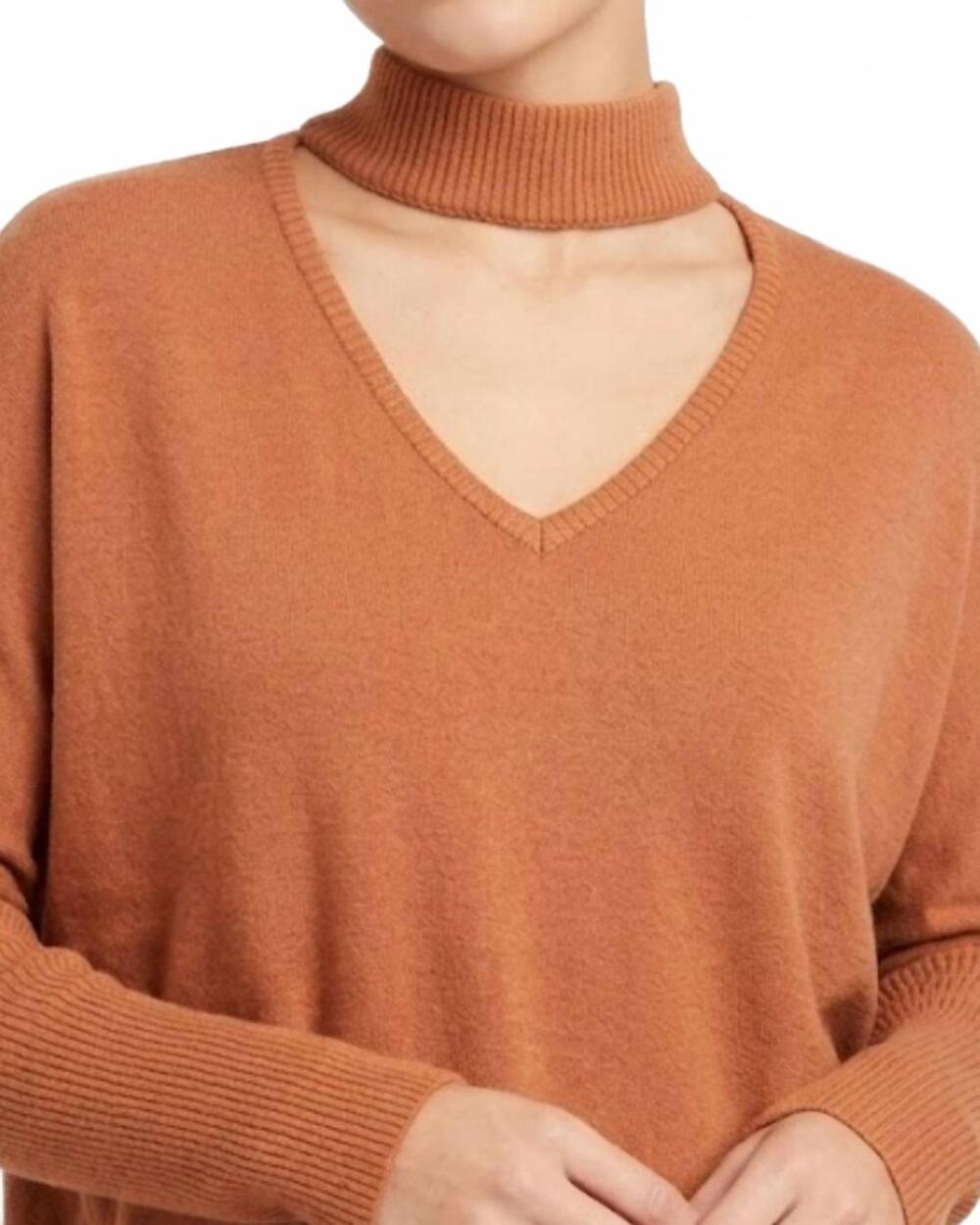 NEW BE STAGE oversized high neck sweater in orange brown - Picture 2 of 2